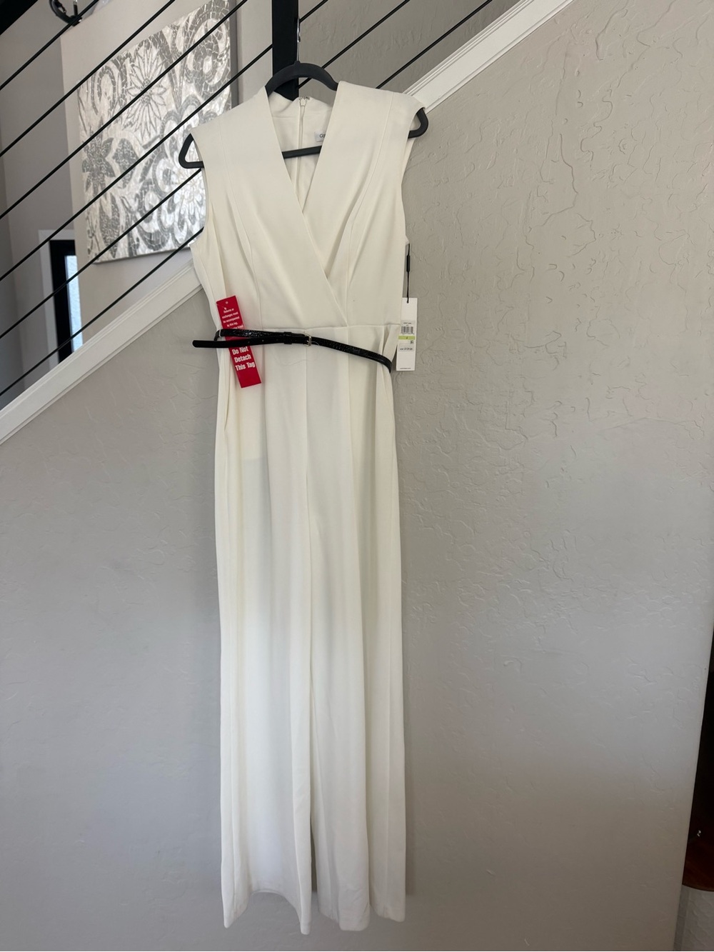 Calvin Klein White Sleeveless V-Neck Maxi Dress